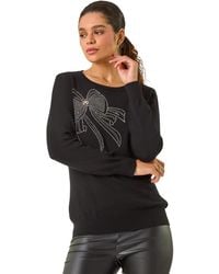 Roman - Sparkle Bow Detail Crew Neck Jumper - Lyst