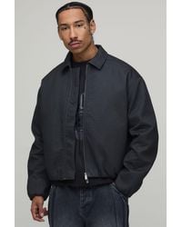 BoohooMAN - Boxy Fit Textured Peached Harrington Jacket - Lyst