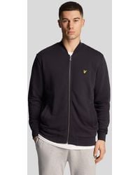 Lyle & Scott - Men's Lyle And Scott Loopback Jersey Bomber Jacket In Navy - Lyst