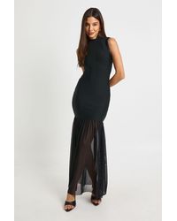 Boohoo - Bandage High Neck Mesh Skirt Maxi Dress - Lyst