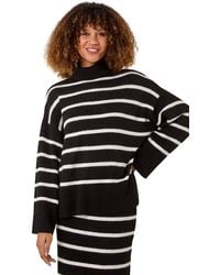 Roman - Stripe High Neck Knit Jumper - Lyst