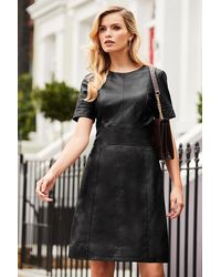 Sosandar - Leather Panelled Shift Dress - Lyst