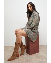 Oasis - Toulouse Faux Suede Western Cowboy Boots - Lyst