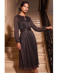 Roman - Petite Crinkle Keyhole Buttoned Dress - Lyst