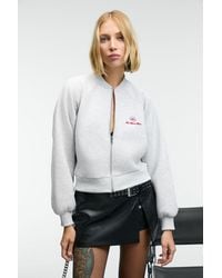 Grimelange - Embroidered Mandarin Collar Zip Sweatshirt - Lyst