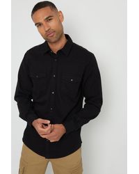 Threadbare - 'Shankly' Cotton Popper Closure Long Sleeve Shirt - Lyst