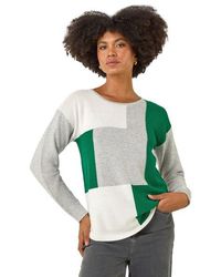 Roman - Colour Block Ribbed Jumper - Lyst