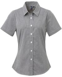 PREMIER - Ladies Microcheck Short Sleeve Cotton Shirt (/) - Lyst