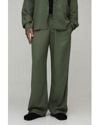 BoohooMAN - Tall Half & Waistband Wide Fit Linen Blend Trousers - Lyst