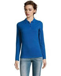 Sol's - Ladies Perfect Long Sleeve Pique Polo Shirt (Royal) - Lyst