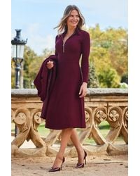 Sosandar - Wine Lace Detail Fit & Flare Premium Knitted Dress - Lyst