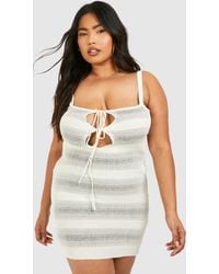 Boohoo - Plus Mini Tie Front Beach Dress - Lyst