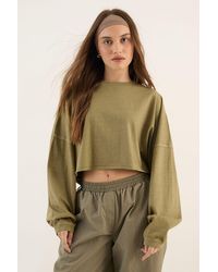 DSGN Studio - Heavyweight Washed Oversized Long Sleeve Crop T-Shirt - Lyst