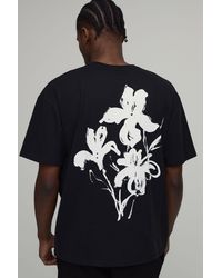 BoohooMAN - Oversized Floral Back Print T-Shirt - Lyst