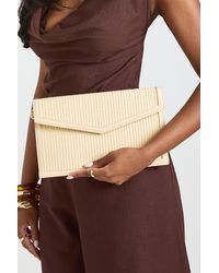Boohoo - Contrast Raffia Clutch Bag With Detachable Handle - Lyst