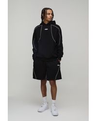 BoohooMAN - Regular Fit Hooded Short Tracksuit With Piping - Lyst