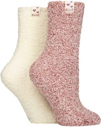 Elle - 2 Pack Ladies Two Tone Cosy Bed And Home Socks - Lyst