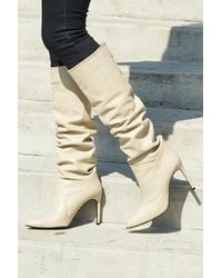 Sosandar - Belle Leather Slouch Stiletto Heel Knee High Boot - Lyst