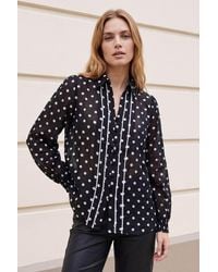 Roman - Polka Dot Print Trim Shirt - Lyst