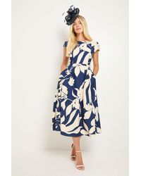 Wallis - Petite Floral Ottoman Fit & Flare Midi Dress - Lyst