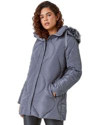 Roman - Quilted Faux Fur Hooded Coat - Lyst