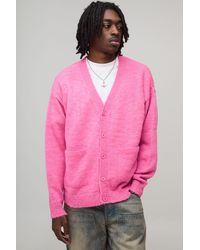 BoohooMAN - Oversized Boxy Fluffy Knitted Cardigan - Lyst