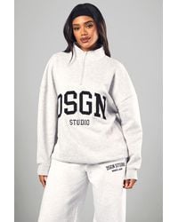 DSGN Studio - Applique Oversized Half Zip Sweatshirt - Lyst