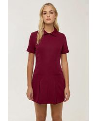 Hiccup - Polo Collar Pleated Mini Dress - Lyst