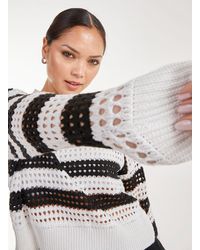 Pink Vanilla - Striped Crochet Long Sleeve Top - Lyst