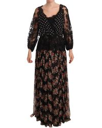Dolce & Gabbana - Dolce Gabbana Black Lace Floral Polka Maxi Capri Dress - Lyst
