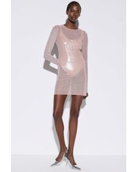 No Matter What - Stenen Versierde Doorschijnende Mini Jurk In Tule Stof - Lyst