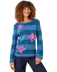 Roman - Star Stripe Crew Neck Knit Jumper - Lyst