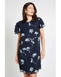 Wallis - Floral Lace Ruffle Sleeve Shift Dress - Lyst