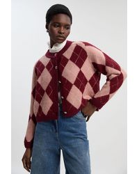 Karen Millen - Argyle Alpaca Blend Knitted Cardigan - Lyst