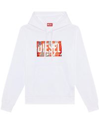 DIESEL - Torn Logo Hoodie Cotton - Lyst