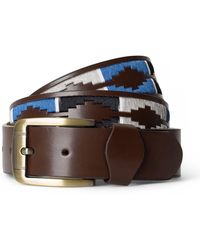 Woodland Leathers - Polo Leather Belt With Colourful Embroidered Stitching - Lyst