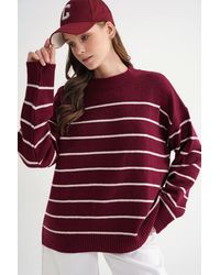 MixRay - Gestreifter, Lässiger Rundkragen-Strickpullover - Lyst