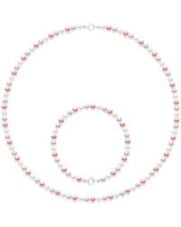 Ateliers Saint Germain - Set Necklace Bracelet Is Made Up Of Of Real Cultured Freshwater Pearls Round 4-5 Mm - Lyst