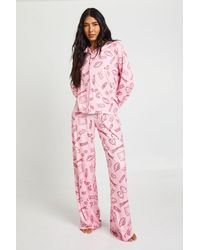 Boohoo - Tall Mixed Pasta Print Long Sleeve Top & Trousers Pyjama Set - Lyst