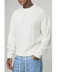 BoohooMAN - Tall Basic Boxy Fit Cable Knitted Jumper - Lyst