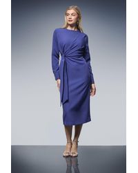 PRINCIPLES - Tie Front Column Crepe Midi Dress - Lyst
