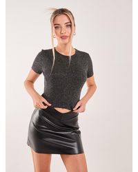 Pink Vanilla - Glitter Lurex Crew Neck Top - Lyst