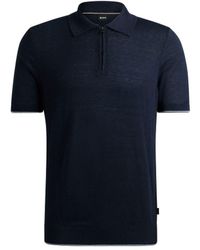 BOSS - Hugo Boss Trieste Half Zip Short Sleeved Polo Shirt Dark - Lyst