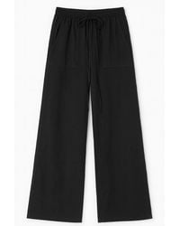 MixRay - Mid Waist Straight Leg Cotton Pants With Tie Closure - Lyst