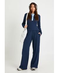 Boohoo - Contrast Binding Henley Button Down Top & Trouser Co Ord - Lyst