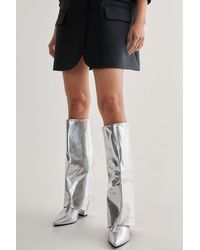Nasty Gal - Faux Leather Fold-Over Knee High Boot - Lyst