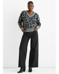 Gini London - Grauer Pullover Mit V-Ausschnitt Und Kurzen Ärmeln - Lyst
