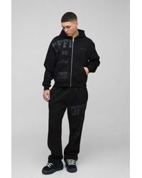 BoohooMAN - Oversized Boxy Official Tonal Print Zip Hooded Tracksuit - Lyst