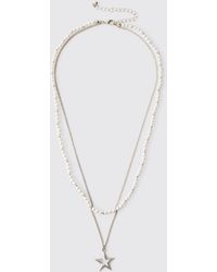 BoohooMAN - Beaded Star Pendant Necklace - Lyst