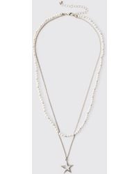 BoohooMAN - Beaded Star Pendant Necklace - Lyst